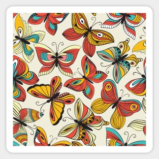 Butterflies Red Colorful Pattern Design Art Retro Insect Sticker